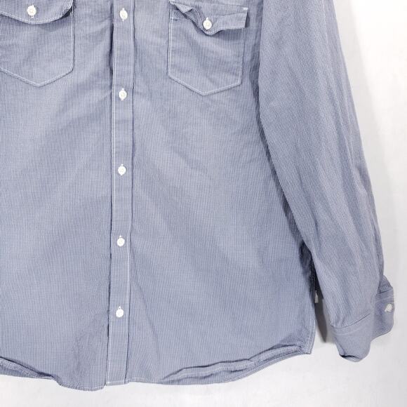 Calvin Klein Shirt Mens Extra Large Blue White Gingham Check Casual Button Up - Picture 5 of 13